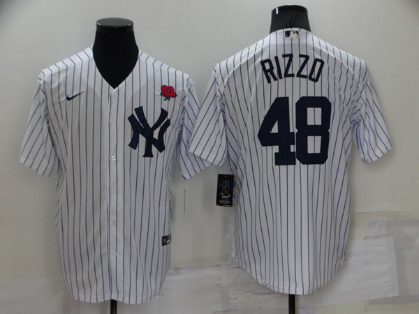 Men's New York Yankees #48 Anthony Rizzo White Cool Base Stitched Baseball Jersey